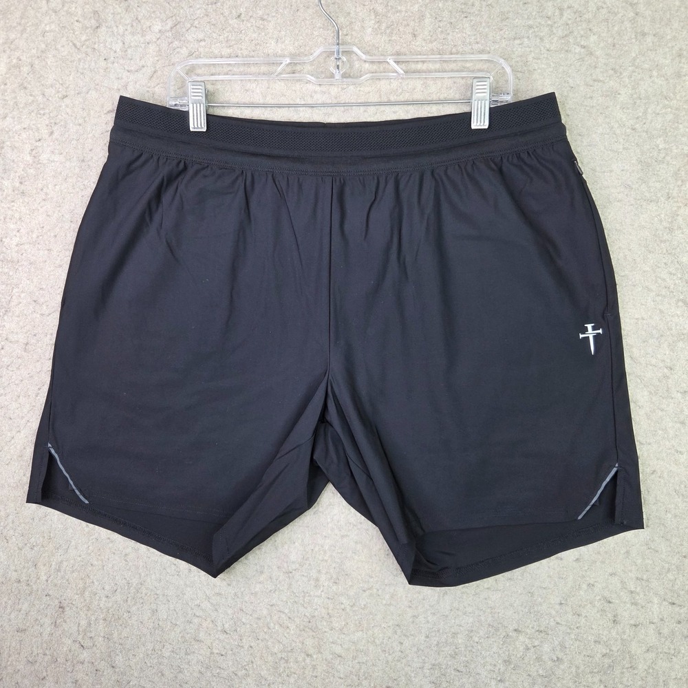 Three Nails Men's XL Vapor-Lite Hybrid Shorts Black 6" Inseam Drawstring Lined